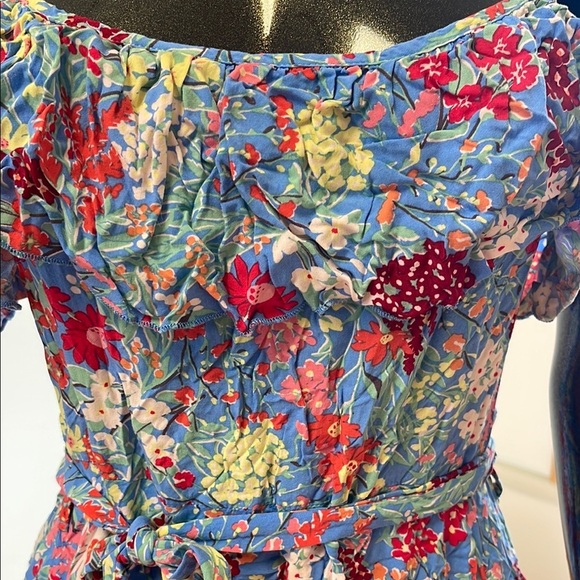 Blue Asymmetrical Smocked Sundress with ruffle - Picture 3 of 9